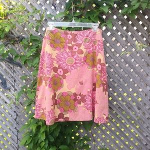 Pink & Green Floral Design Skirt, Medium